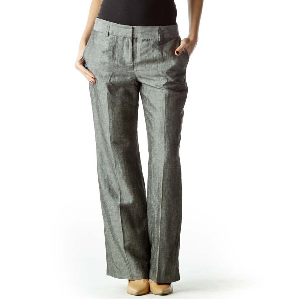 LOFT Gray Pleated Straight Leg Pants - Picture 1 of 3